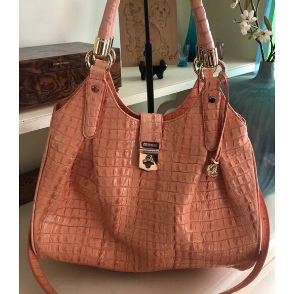 BEAUTIFUL BRAHMIN Elisa Satchel Shoulder Hobo Bag Rare Peach Color - Picture 5 of 14